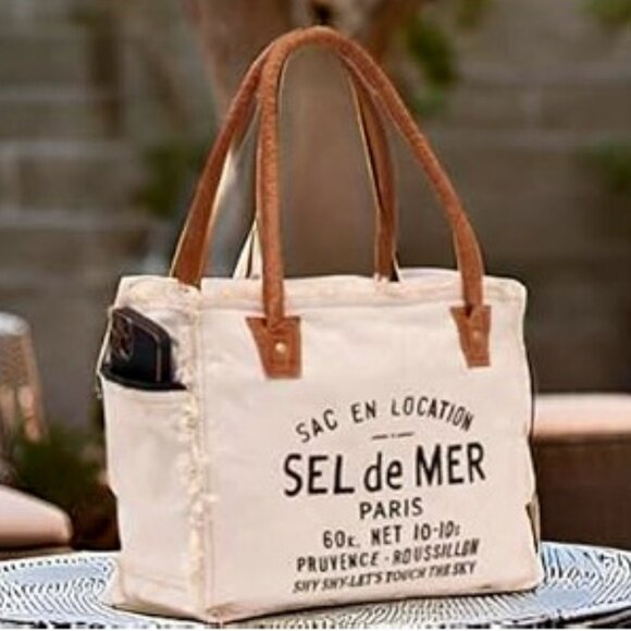 Canvas & Cowhide Tote Bag - Picture 2 of 16